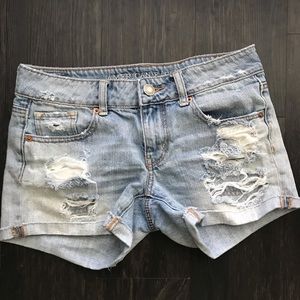 Light Blue American Eagle distressed jean shorts